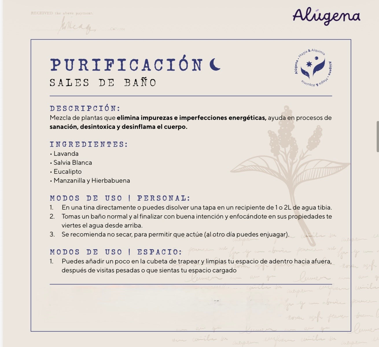 Sal de Baño - Purificación